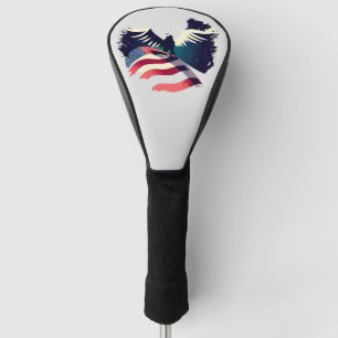 Couvre-club De Golf Grungy American Flag Bald Eagle