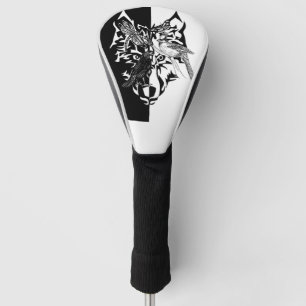 Couvre-club De Golf Guides d'animaux en noir et blanc couverture de tê
