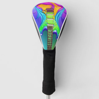 Couvre-club De Golf Guitare Néon Personnalisée Golf Psychedelique Vint