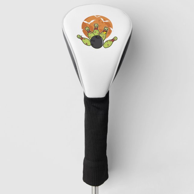 Couvre-club De Golf Halloween Bowling Zombie Pins chauves-souris Bowle (Devant)