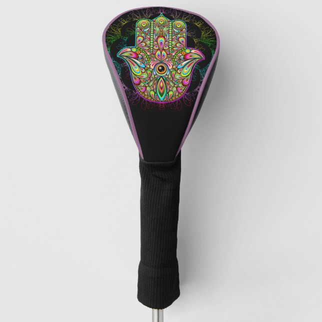 Couvre-club De Golf Hamsa Fatma Main Psychedelic Art (Devant)