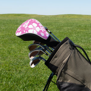 COUVRE-CLUB DE GOLF HAWAIIAN HULA (HIBISCUS) FLAMANT ROSE ROSE