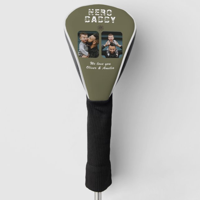 Couvre-club De Golf Hero Daddy Father's Day 2 Photo Collage (Devant)
