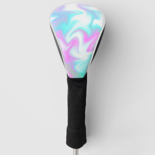 Couvre-club De Golf Hologramme Abstrait Tourbillons Rose Bleu Colorés