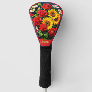 Couvre-club De Golf Housse de tête de driver à floraison florale