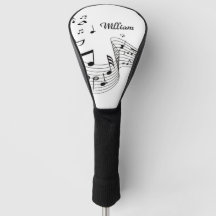 Housse de tête de golf avec notes de musique sur f