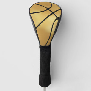Couvre-club De Golf Housse de tête de golf de basket-ball en or brilla