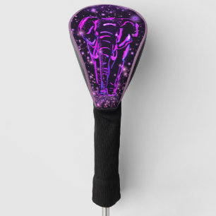Couvre-club De Golf Housse De Tête De Golf Elephant Dans La Nuit Rose 