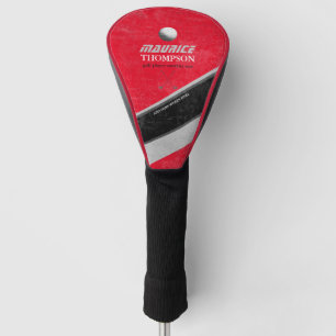 Couvre-club De Golf Housse de tête de golf rouge vieillie avec nom de