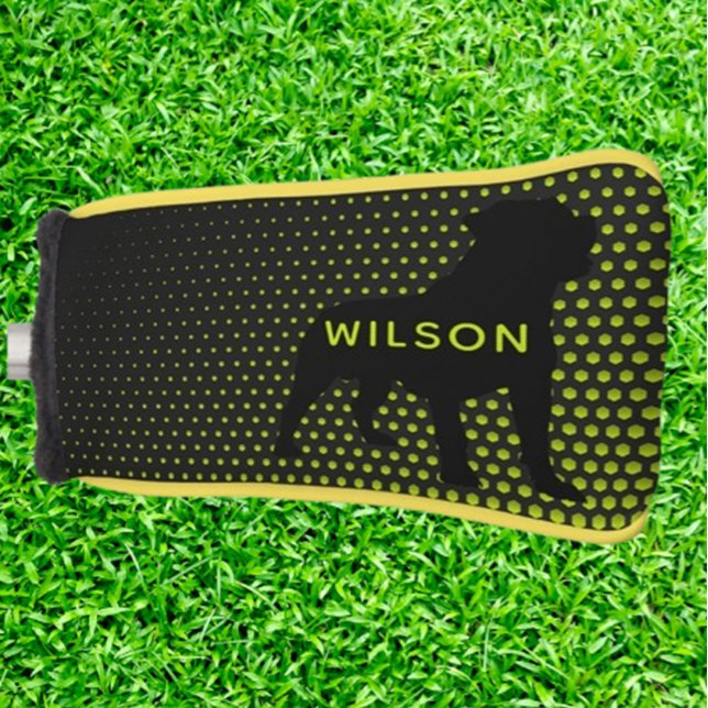 Couvre-club De Golf Housse de tête de putter YELLOW Rottweiler pour go (Keep your club safe and show off your love for Rottweilers on the green!)