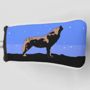 Couvre-club De Golf Howling Wolf en hiver - Art faunique original