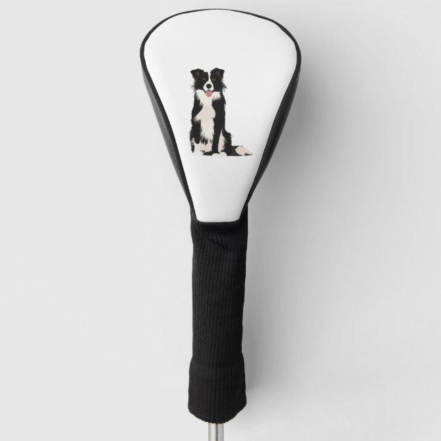 Couvre-club De Golf Illustration Collie Bordure ! (Devant)