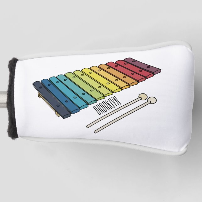 Couvre-club De Golf Illustration de bande dessinée en Xylophone (Devant)