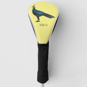 Couvre-club De Golf illustration de dessin animé d'oiseau faisan paon 