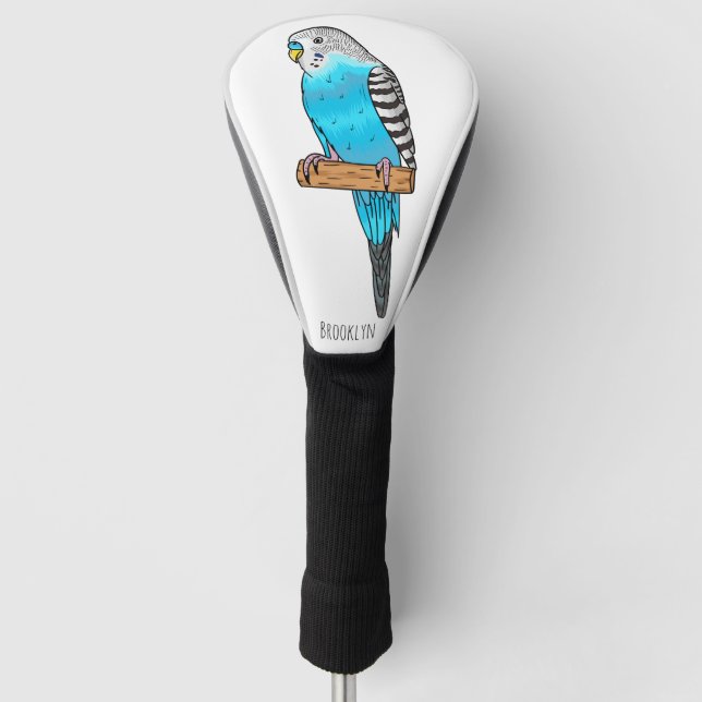 Couvre-club De Golf Illustration de l'oiseau bleu budgerigar (Devant)