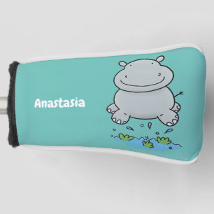 Couvre-club De Golf Illustration de saut en hippo mignon