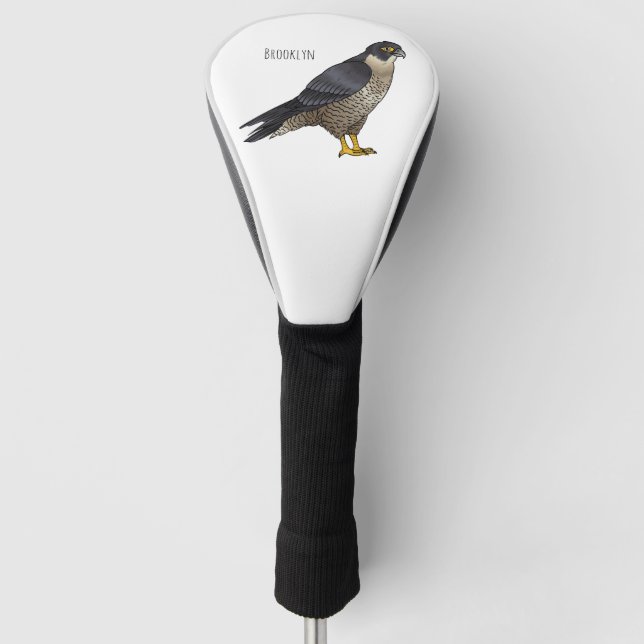 Couvre-club De Golf Illustration d'oiseau de faucon pèlerin (Devant)