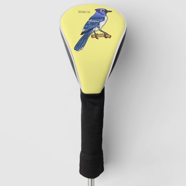Couvre-club De Golf Illustration d'oiseau de jay bleu (Devant)