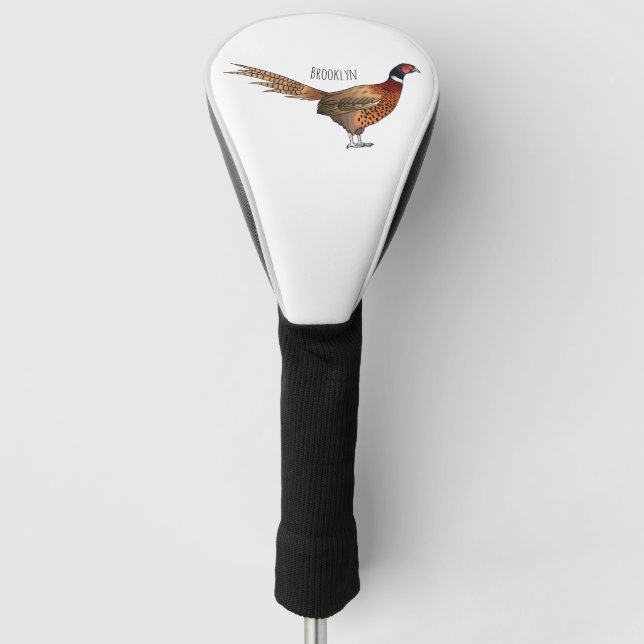 Couvre-club De Golf Illustration d'oiseau faisan à cou circulaire (Devant)