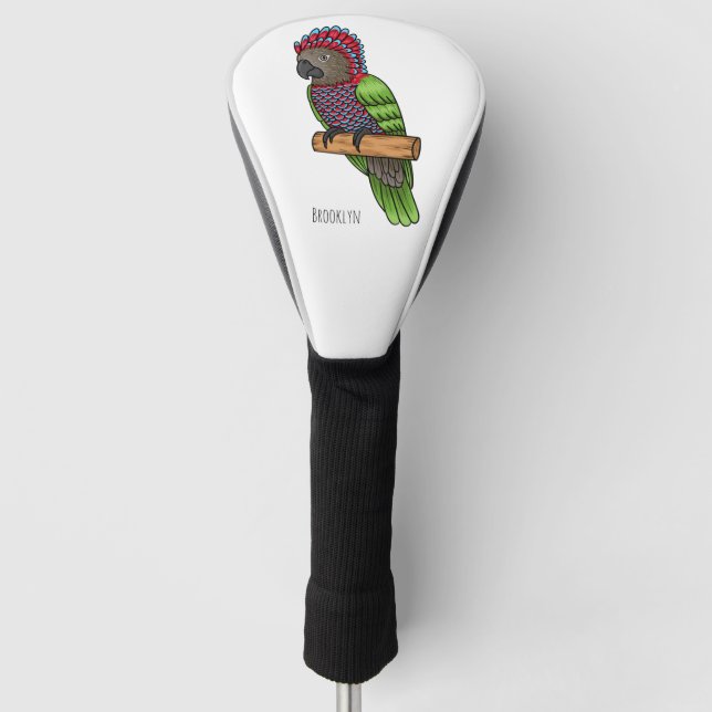 Couvre-club De Golf Illustration d'oiseau perroquet à tête de faucon (Devant)