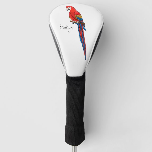 Couvre-club De Golf Illustration du perroquet de macaw Scarlet (Devant)