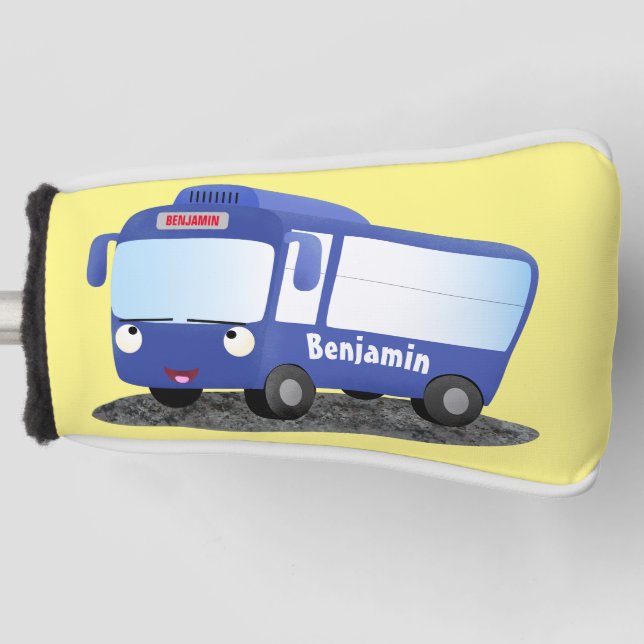 Couvre-club De Golf Illustration d'un bus moderne bleu mignon (Devant)