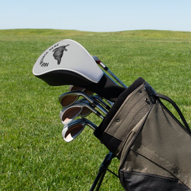 Couvre-club De Golf Illustration simple de Black Walrus (In Situ)
