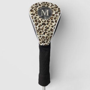Couvre-club De Golf Impression d'animal léopard avec monogramme en feu