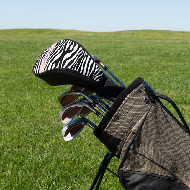 Couvre-club De Golf Impression Zèbre, Grilles, Noir Et Blanc, Votre No (In Situ)