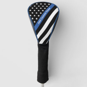 Couvre-club De Golf Indicateur Monogramme de ligne bleue mince