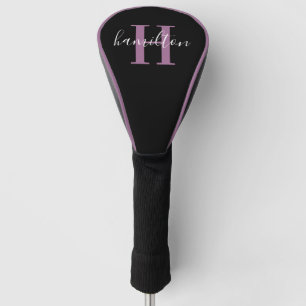 Couvre-club De Golf Initiale de nom en monogramme violet élégant