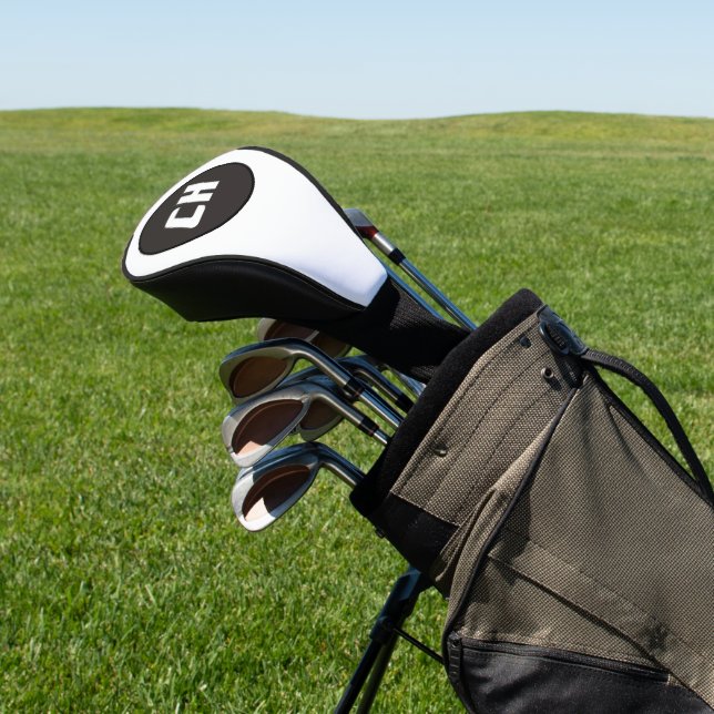 Couvre-club De Golf Initiale en monogramme noir et blanc (In Situ)