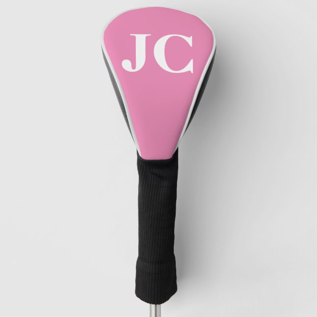 Couvre-club De Golf Initiales du Monogramme rose moderne (Devant)