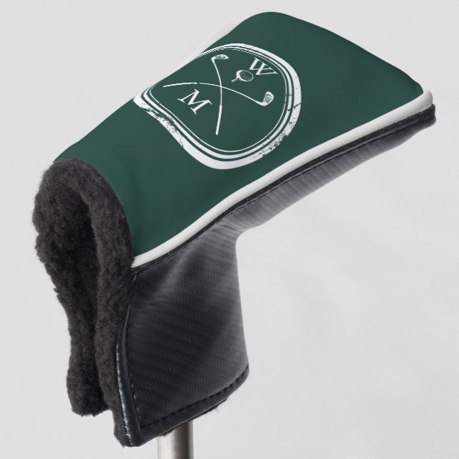 Couvre-club De Golf Initiales Monogrammes modernes Emerald Green (Devant 3/4)