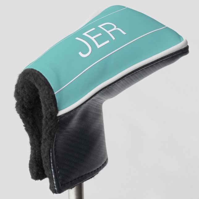 Couvre-club De Golf Initiales personnalisées Monogramme Putter Turquoi (Devant 3/4)