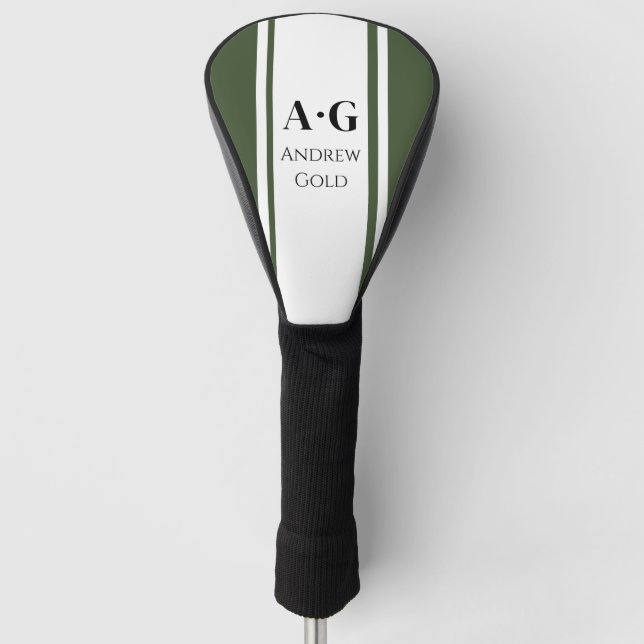 Couvre-club De Golf Initiales personnalisées Monogrammes - Vert (Devant)