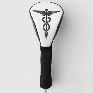 Couvre-club De Golf Insigne Médicale Caduceus Blanc