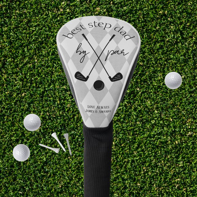 Couvre-club De Golf Jacquard gris Meilleur par cadeau pour lui (Best by Par Golf Driver Head Cover. Perfect gift for Birthday, Retirement or Father's Day!)