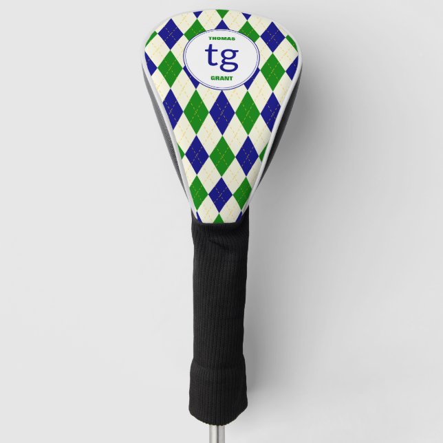 Couvre-club De Golf Jacquard vert tendance Motif Monogramme moderne (Devant)