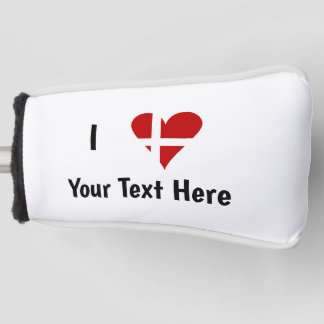 Couvre-club De Golf J'aime (Cœur Drapeau Danois) Texte Personnalisé