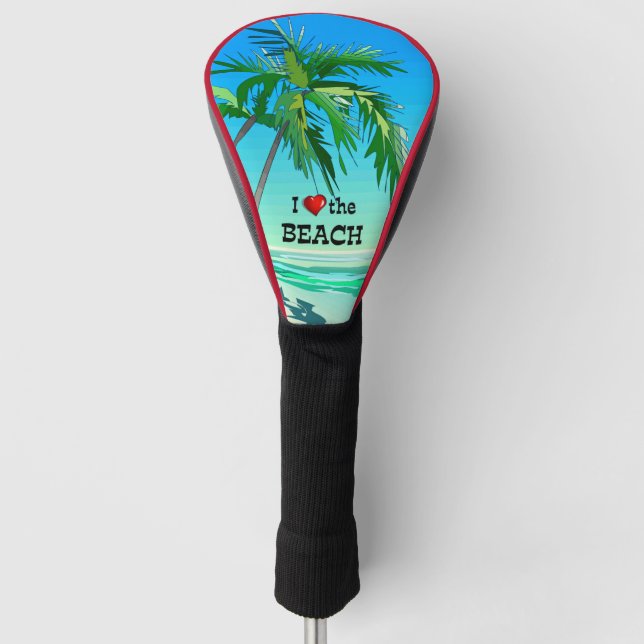 Couvre-club De Golf J'aime la plage, bleu tropical (Devant)