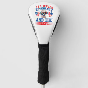 Couvre-club De Golf J'aime Poodles et les USA 01