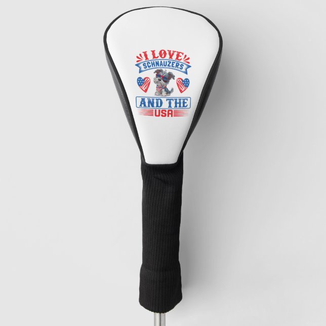 Couvre-club De Golf J'aime Schnauzers et les USA (Devant)