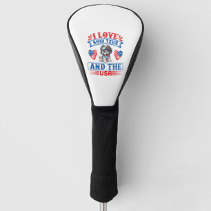 Couvre-club De Golf J'aime Shih Tzus et les USA