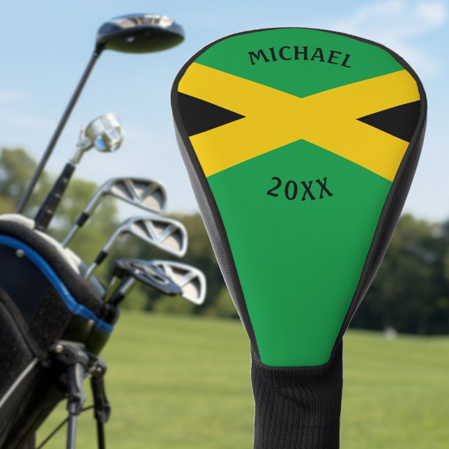 Couvre-club De Golf Jamaïcaine Caution Bande Vert or Jamaïcain Drapeau (Jamaica Jamaican flag golf head cover)