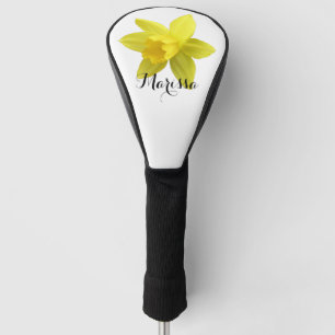 Couvre-club De Golf Jaune Daffodil Nom personnalisé Arrière - plan bla