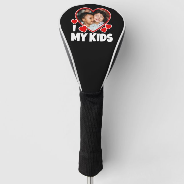 Couvre-club De Golf J'Coeur Mes Enfants Photo Personnalisée (Devant)