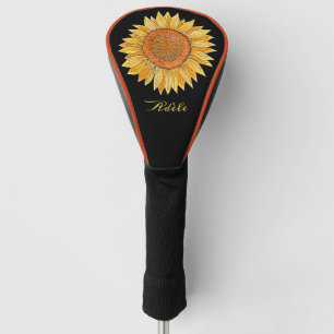 Couvre-club De Golf Joli Boho Art Aquarelle Jaune Tournesol