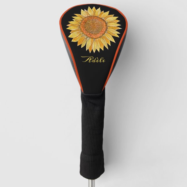 Couvre-club De Golf Joli Boho Art Aquarelle Jaune Tournesol (Devant)