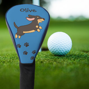 Couvre-club De Golf Joli chien teckel noir et feu